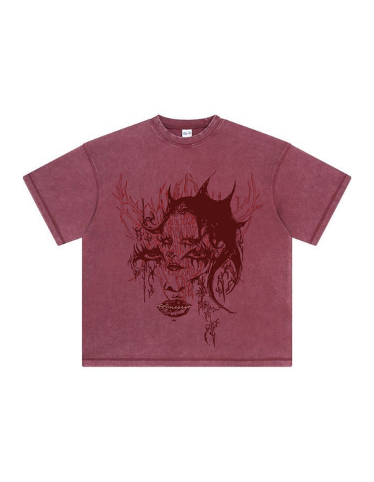 “YOUNG LADY” ACID WASHED T-SHIRT - Amessio